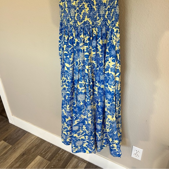 New J. Crew Collection tie shoulder smocked midi maxi dress floral cotton poplin - Picture 8 of 16